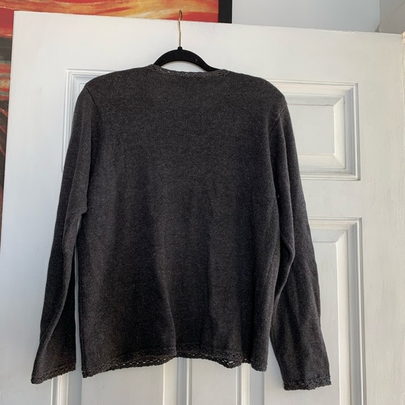 Arriviste Grey Blue Embroidered Floral Sweater Size Medium. Vintage Cozy Beaded - Picture 6 of 7